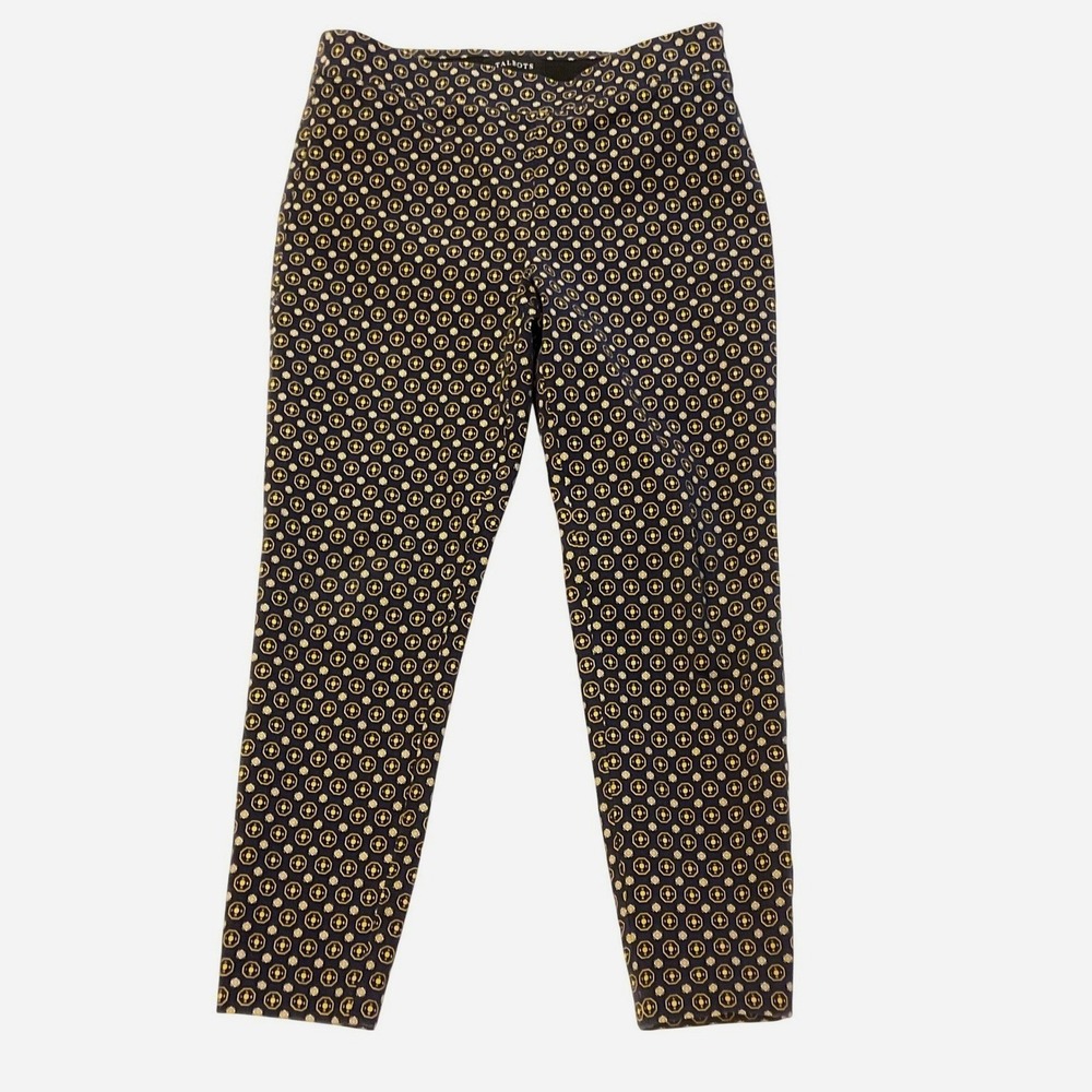 TALBOTS womens Essex ankle pants geometric print cotton pull on GEO HEARTS 8 P